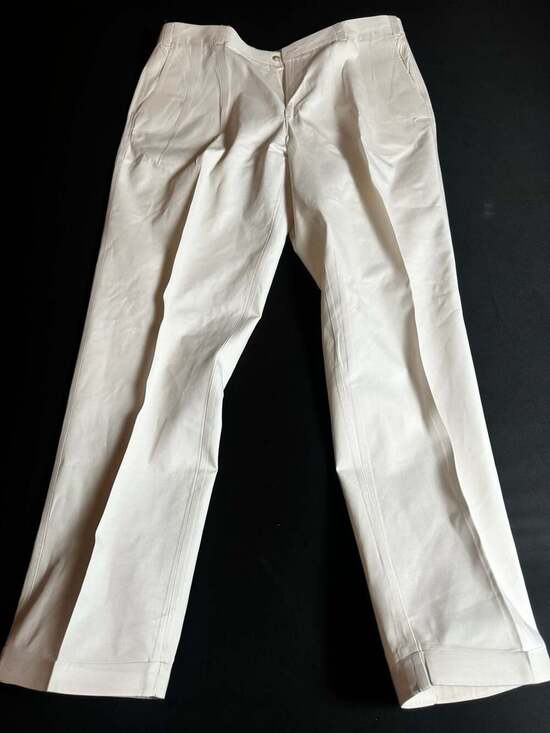 Unknown Other - Vintage White Cotton Pleated Trousers 40x31